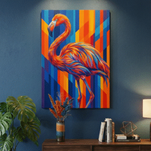 Flamingo Canvas Wall Art Print with Premium Wooden Frame – Modern Pink Bird Home Décor Ready to Hang