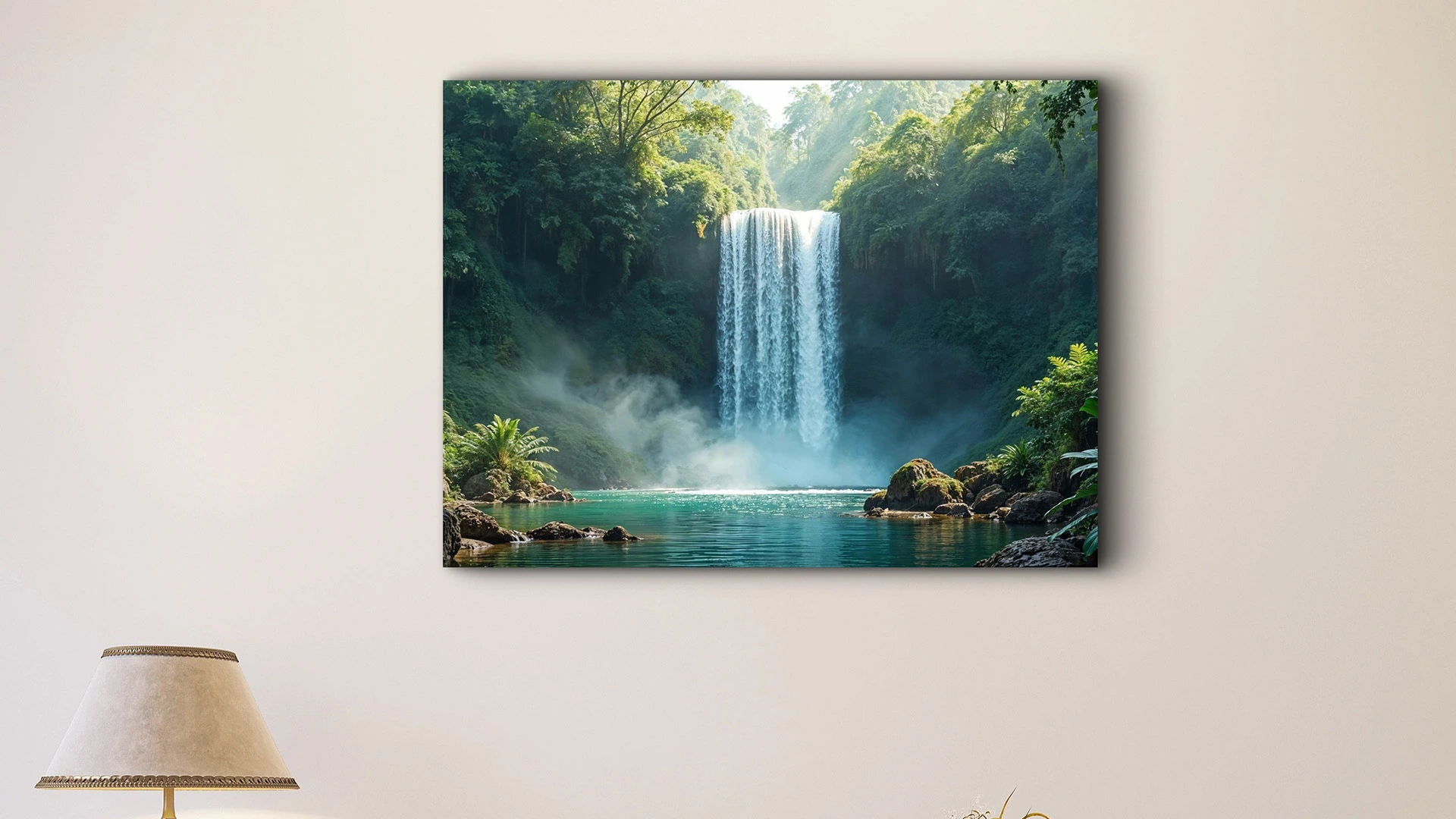 Waterfall Vastu HD Metal Print for prosperity and peace