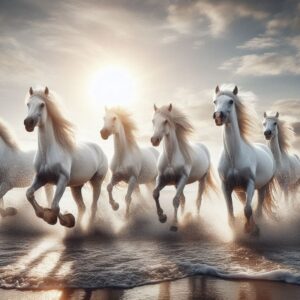 Seven Horses Vastu Metal Print – Feng Shui Wall Art for Positive Energy