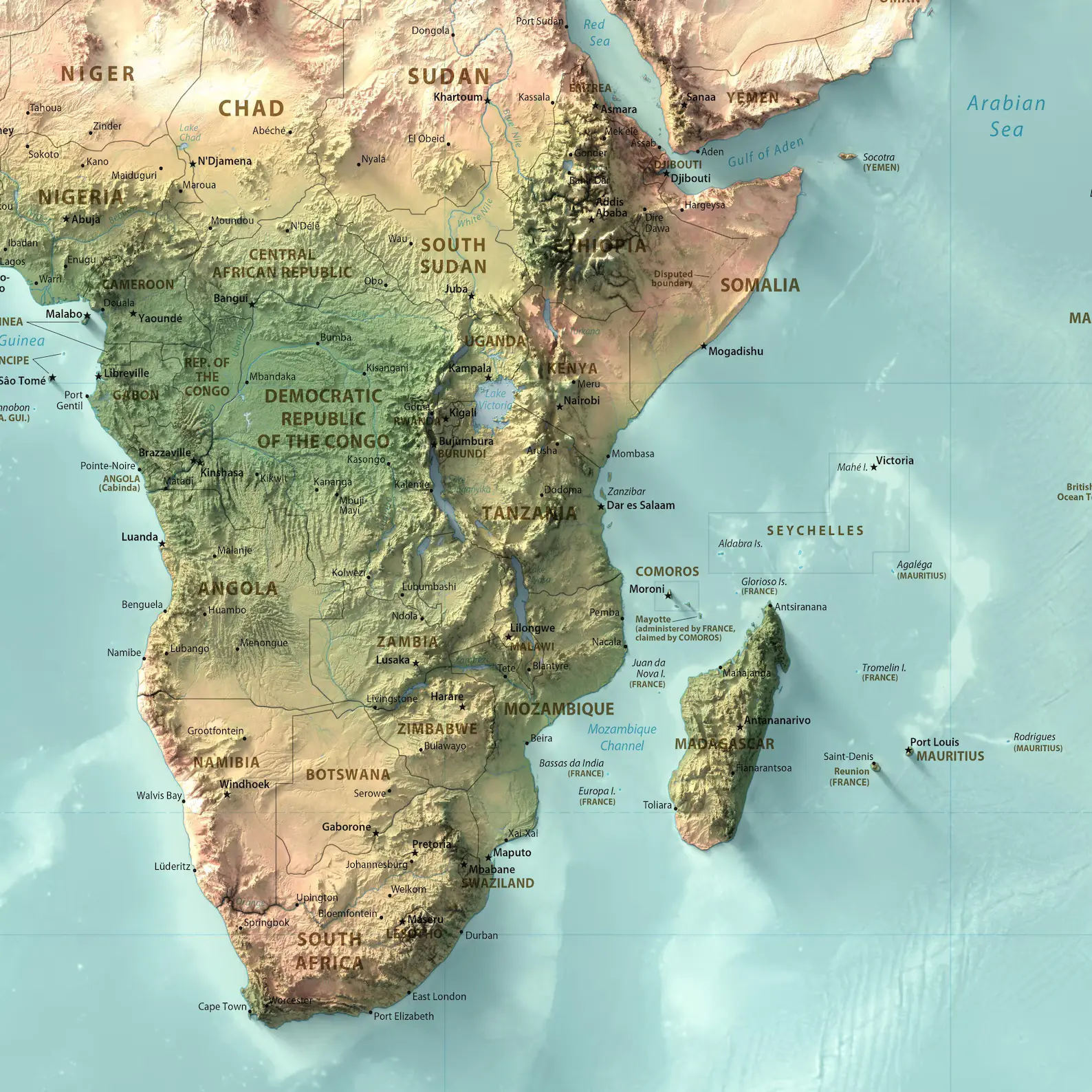 topographical political world map vinyl wall mural HD