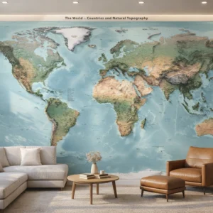 World map wallpaper in Living room