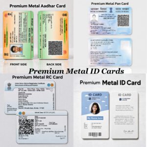 Aadhar card, Pan card, Voter Card printed on Metal card